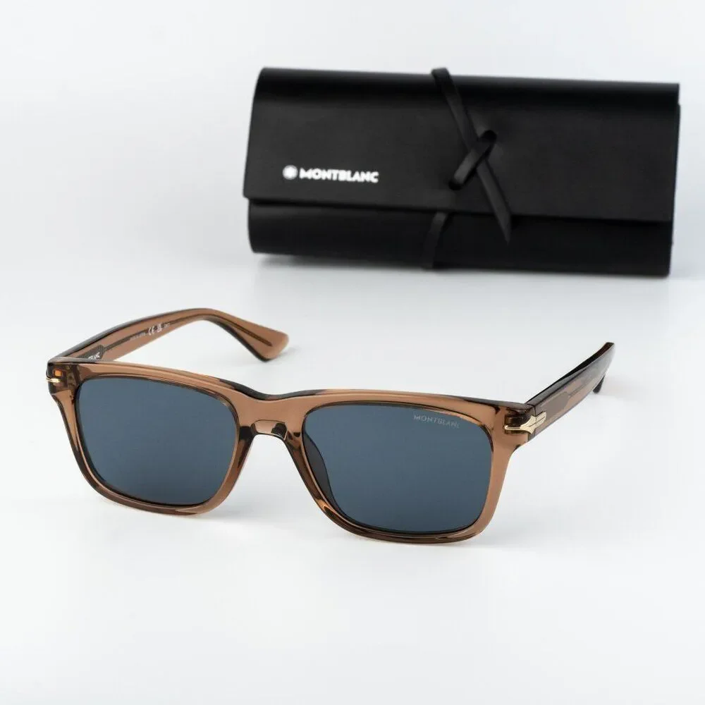 Montblanc Men Sunglasses Brown Blue Square MB0263S 005 NEW AUTHENTIC